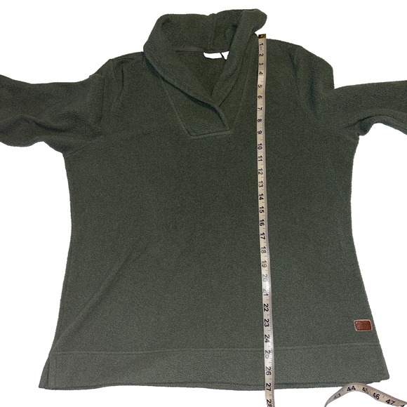 L L Bean Wool Green Mint Shawl Neck Fleece Sweater Top Shirt Large - Picture 4 of 5